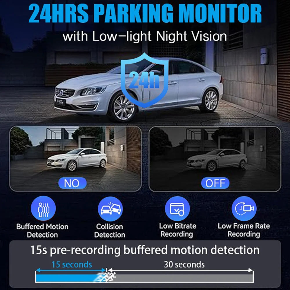 3 Channel 4K + 1K + 1K Dash Cam WiFi Car DVR Interior Cabin