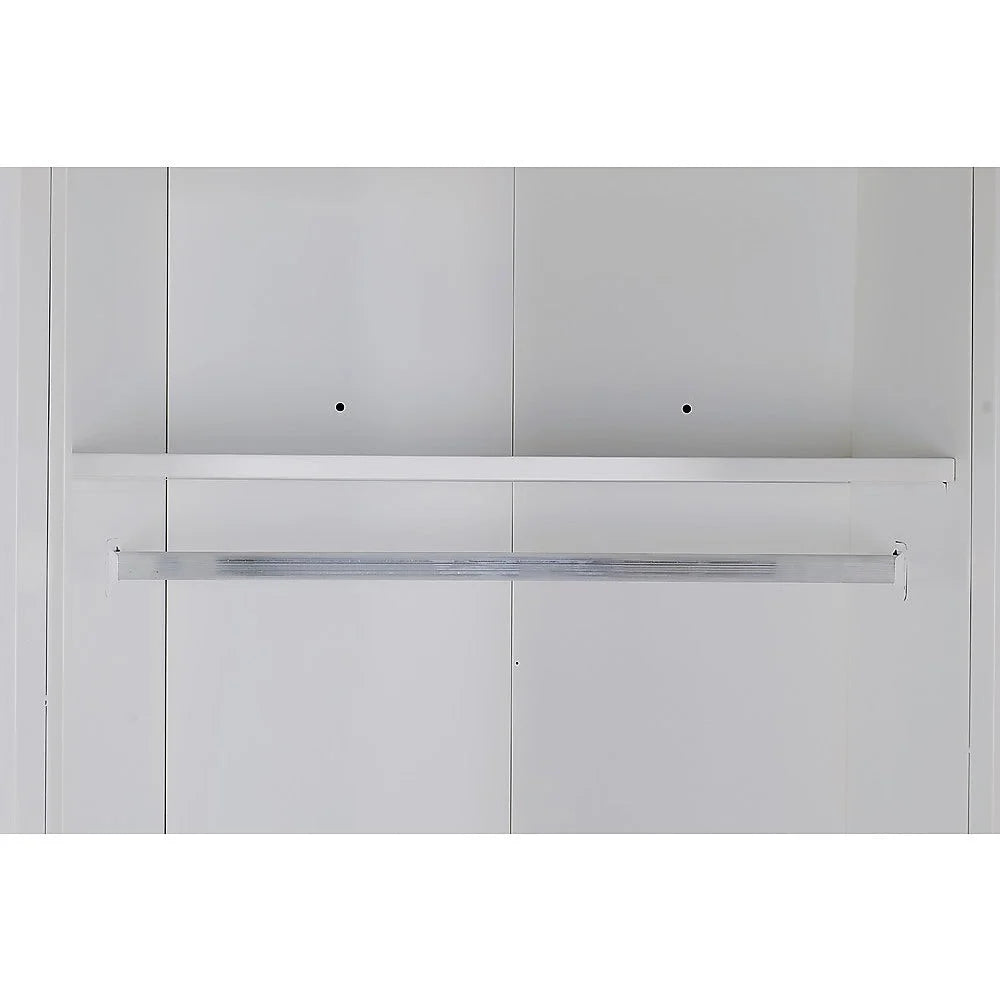 3 Door White Gloss Wardrobe – Gold Handles Hanging Rail &