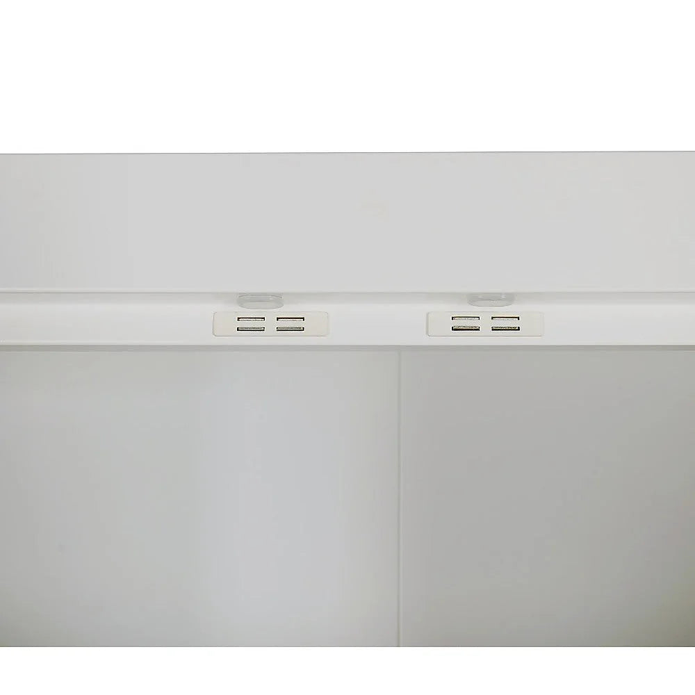 3 Door White Gloss Wardrobe – Gold Handles Hanging Rail &