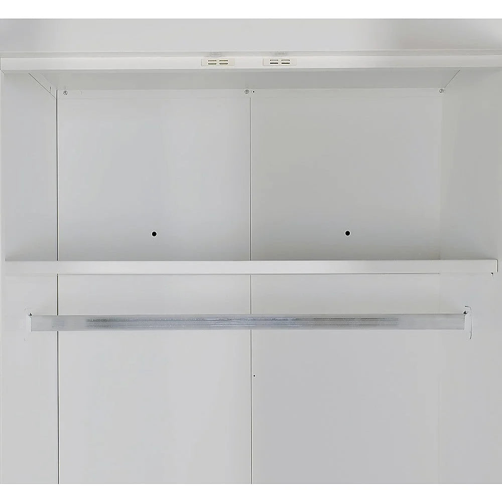 3 Door White Gloss Wardrobe – White Handles Hanging Rail &