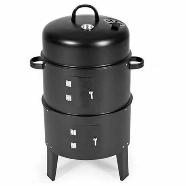 3-in-1 Barbecue Smoker Outdoor Charcoal BBQ Grill Camping Picnic Fishing - Premium