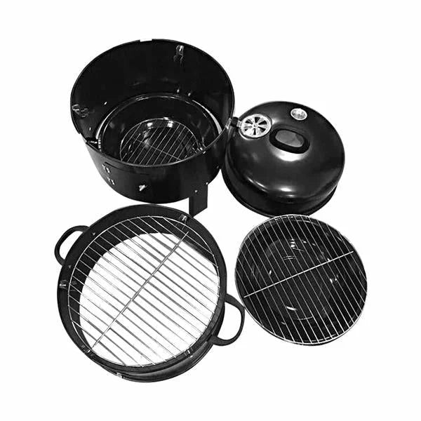 3-in-1 Barbecue Smoker Outdoor Charcoal BBQ Grill Camping Picnic Fishing - Premium