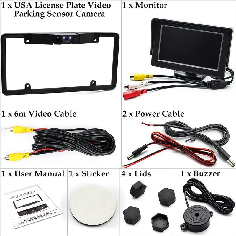 3-in-1 Car Reversing Camera & Parking Sensor System