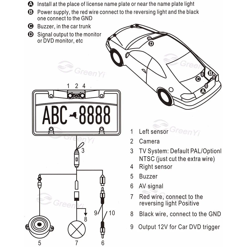3-in-1 Car Reversing Camera & Parking Sensor System