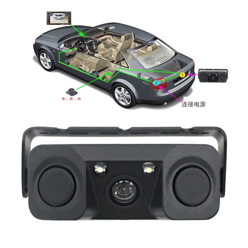 3-in-1 Car Reversing Camera & Parking Sensor System