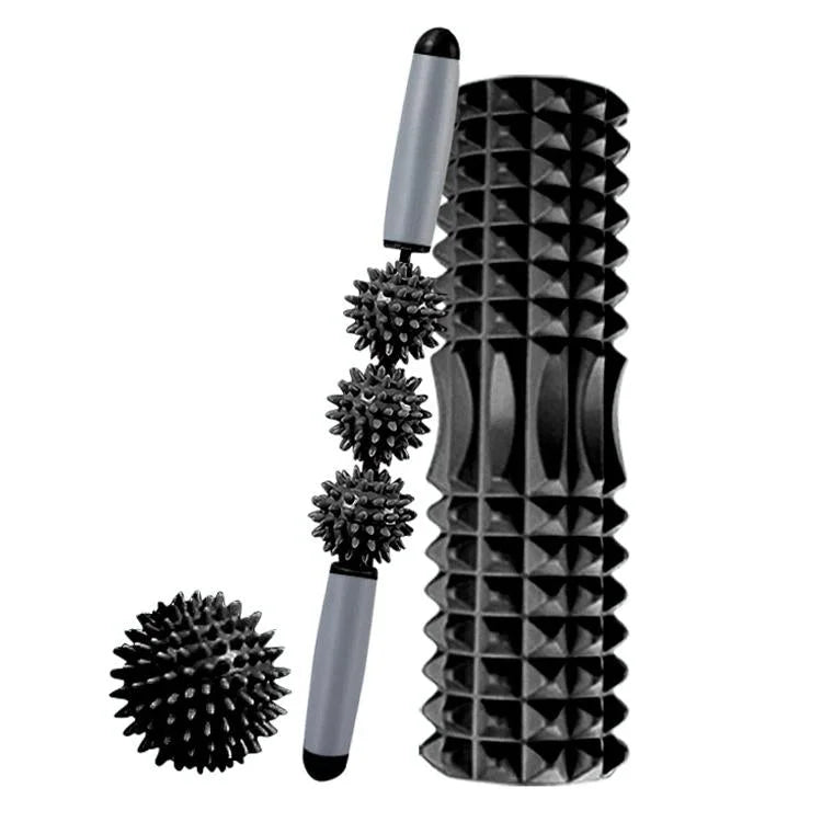 3-In-1 Eva Foam Roller Set 33Cm Length Black Crescent
