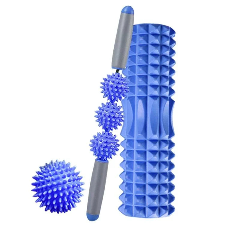 3-In-1 Eva Foam Roller Set 33Cm Length Blue Crescent