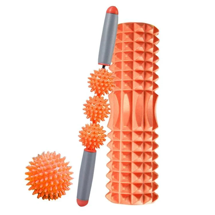 3-In-1 Eva Foam Roller Set 33Cm Length Orange Crescent