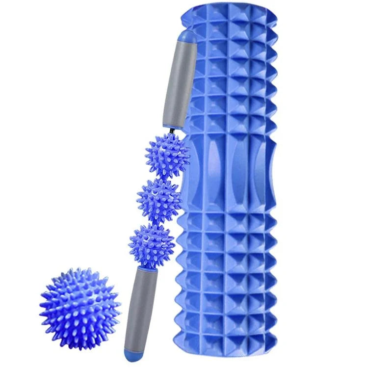 3-In-1 Eva Foam Roller Set 45Cm Length Blue Crescent