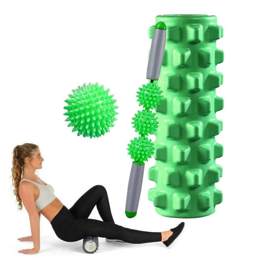 3-In-1 Eva Foam Roller Set 45Cm Length Green Wolf Tooth