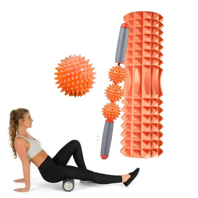 3-In-1 Eva Foam Roller Set 45Cm Length Orange - Health &