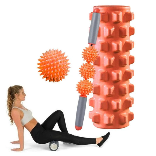 3-In-1 Eva Foam Roller Set 45Cm Length Orange Wolf Tooth