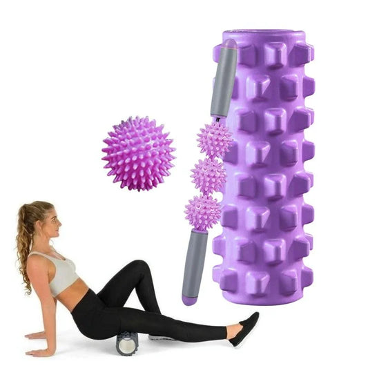 3-In-1 Eva Foam Roller Set 45Cm Length Purple Wolf Tooth