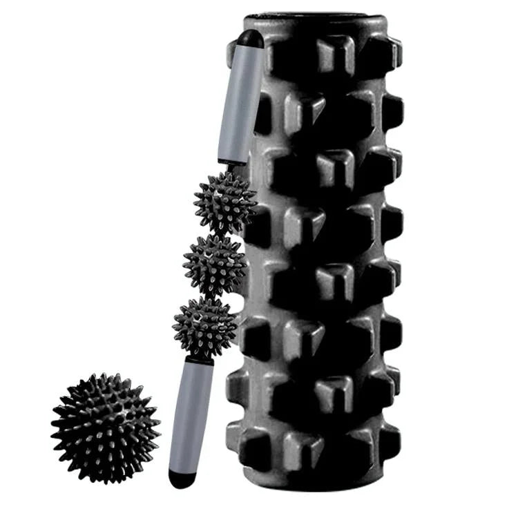 3-In-1 Eva Foam Roller Set For Muscle Relaxation 45Cm Black
