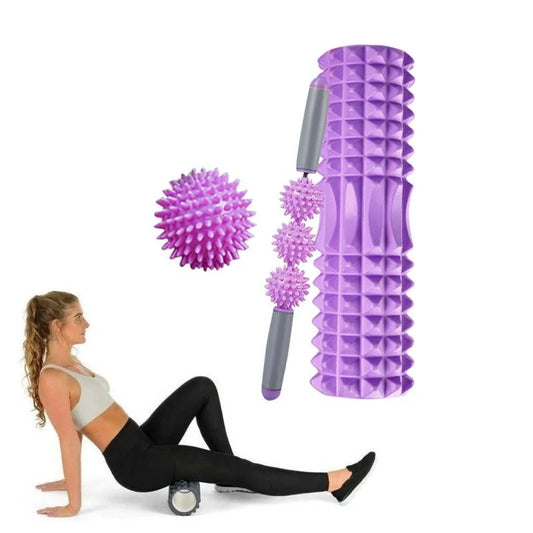 3-In-1 Eva Foam Roller Set For Muscle Relaxation 45Cm