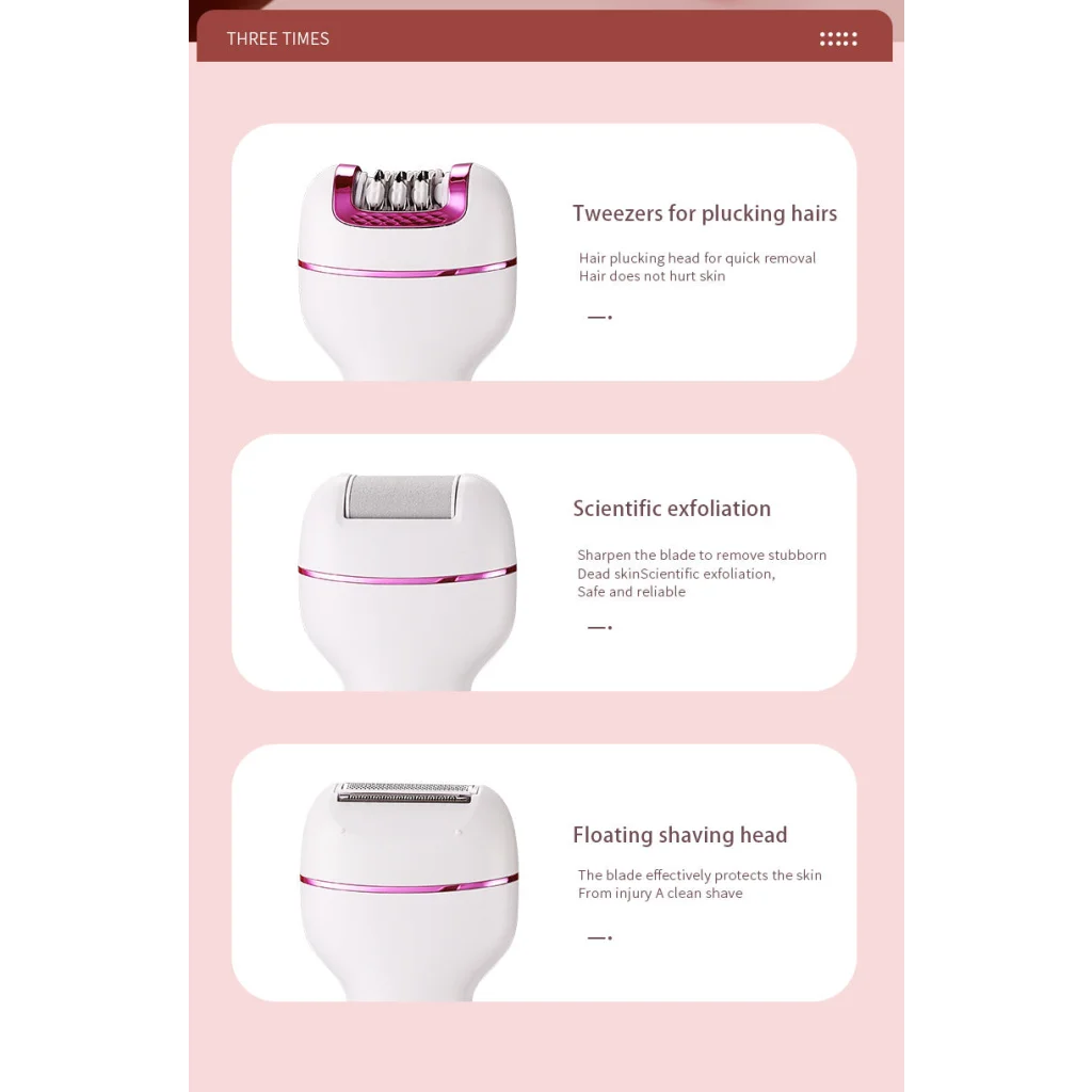 3-in-1 Ladies Electric Epilator Shaver & Callus Remover