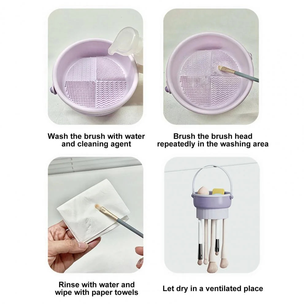 3 In 1 Makeup Brushes Cleaner Sponge Brush Washing Box