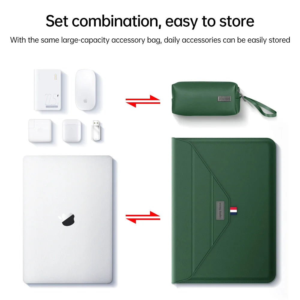 3-in-1 PU Leather Laptop Sleeve with Stand & Mouse Pad