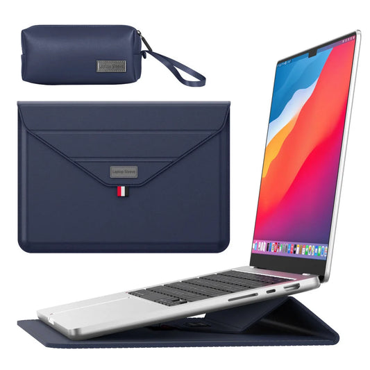 3-in-1 PU Leather Laptop Sleeve with Stand & Mouse Pad