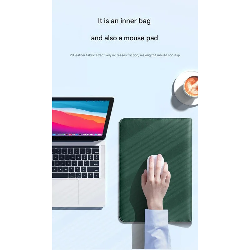 3-in-1 PU Leather Laptop Sleeve with Stand & Mouse Pad