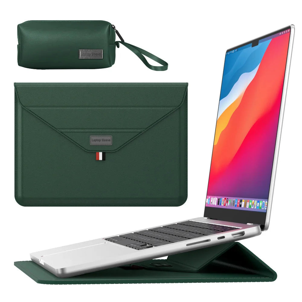 3-in-1 PU Leather Laptop Sleeve with Stand & Mouse Pad