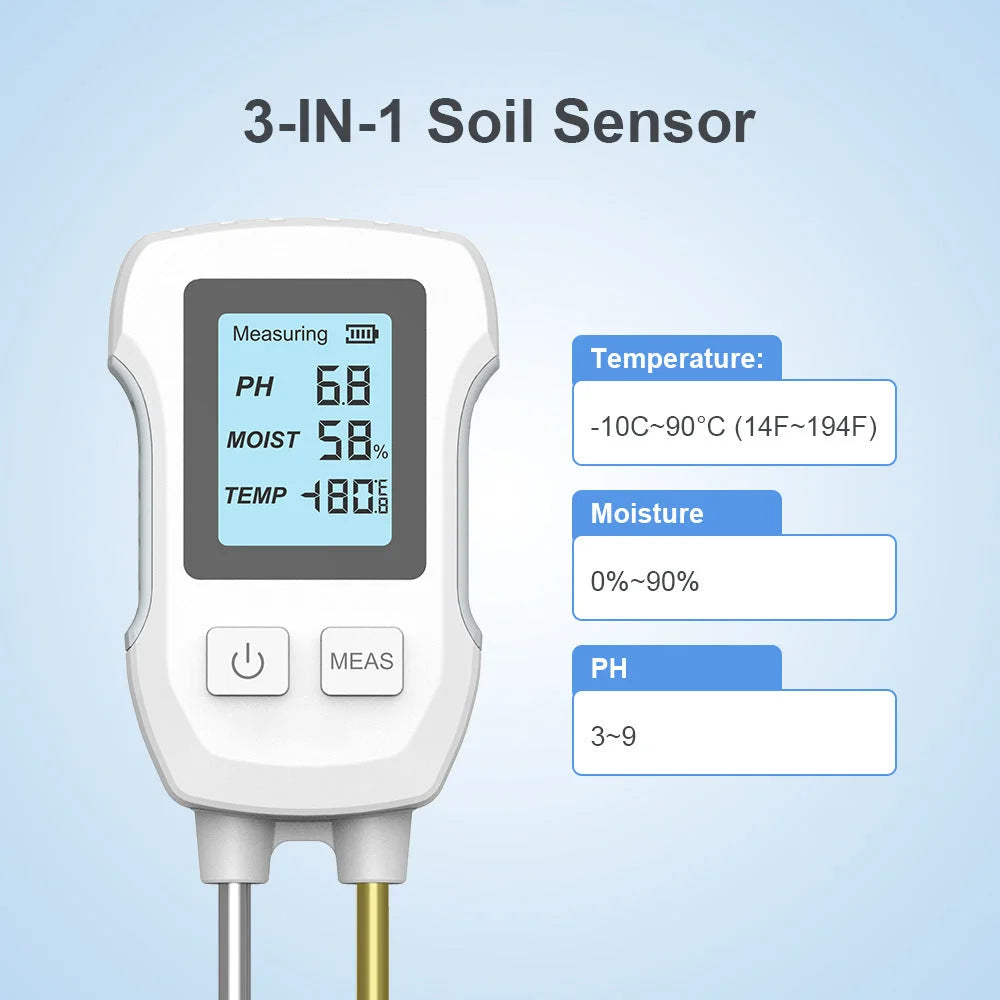 3-in-1 Soil Detector for pH Moisture and Temperature