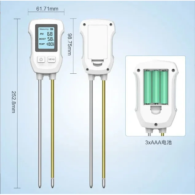 3-in-1 Soil Detector for pH Moisture and Temperature