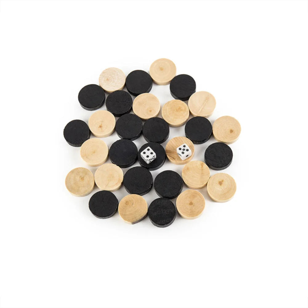 3-in-1 Wooden Chess Set Folding Chessboard Draughts