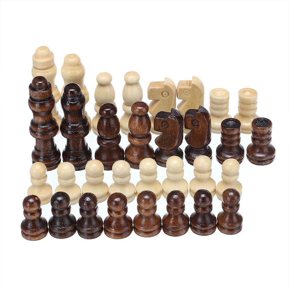 3-in-1 Wooden Chess Set Folding Chessboard Draughts