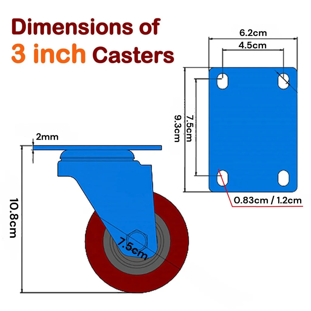 3 inch Heavy Duty Casters Lockable Caster Wheel Swivel