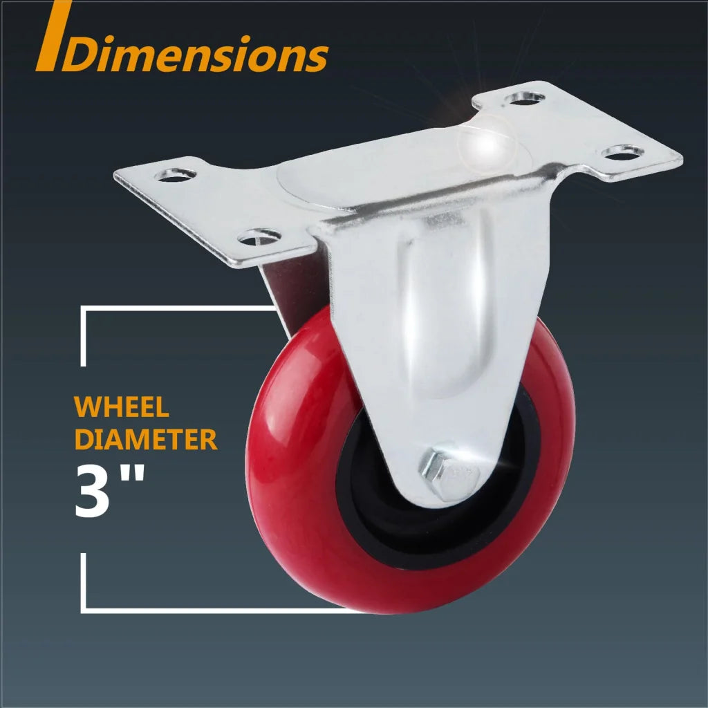 3 inch Heavy Duty Fixed Caster Casters Wheels Castor