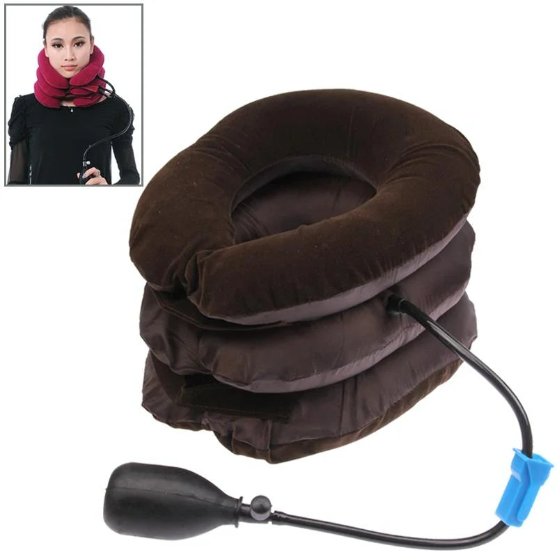 3-Layer Neck Massager For Cervical Vertebrae Brown - Health