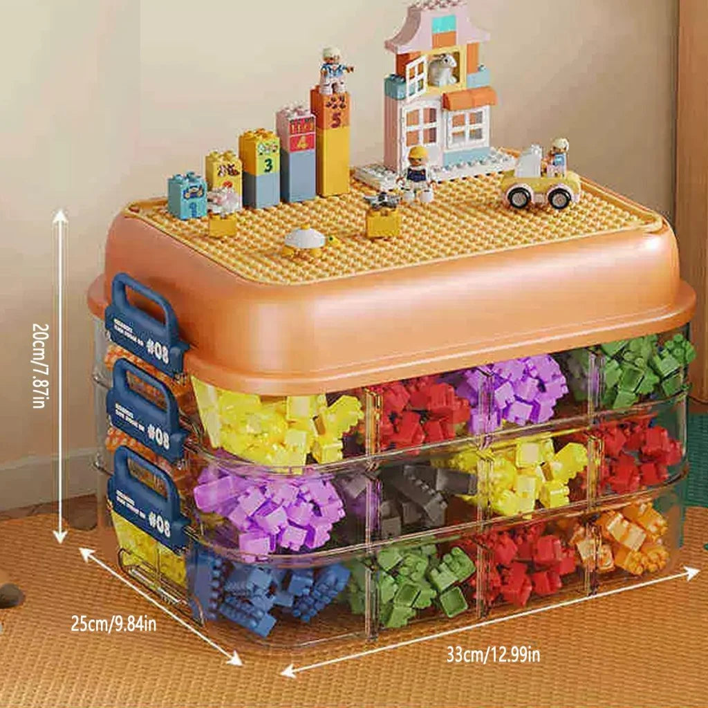 3-Layer Stackable Storage Box for Building Blocks Toy