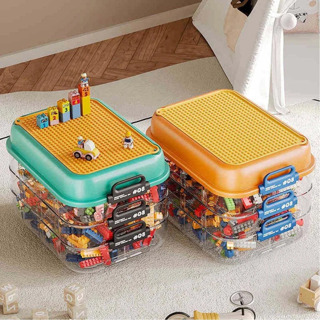 3-Layer Stackable Storage Box for Building Blocks Toy