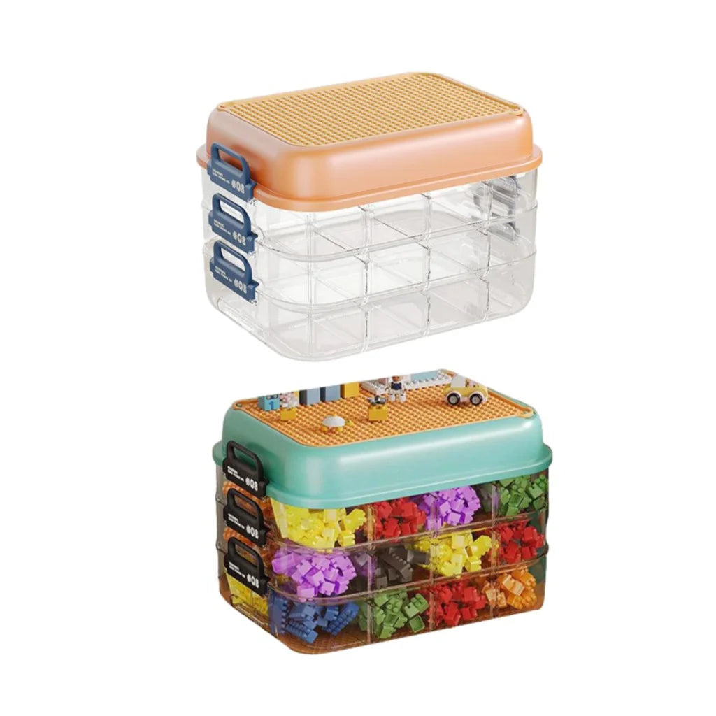 3-Layer Stackable Storage Box for Building Blocks Toy