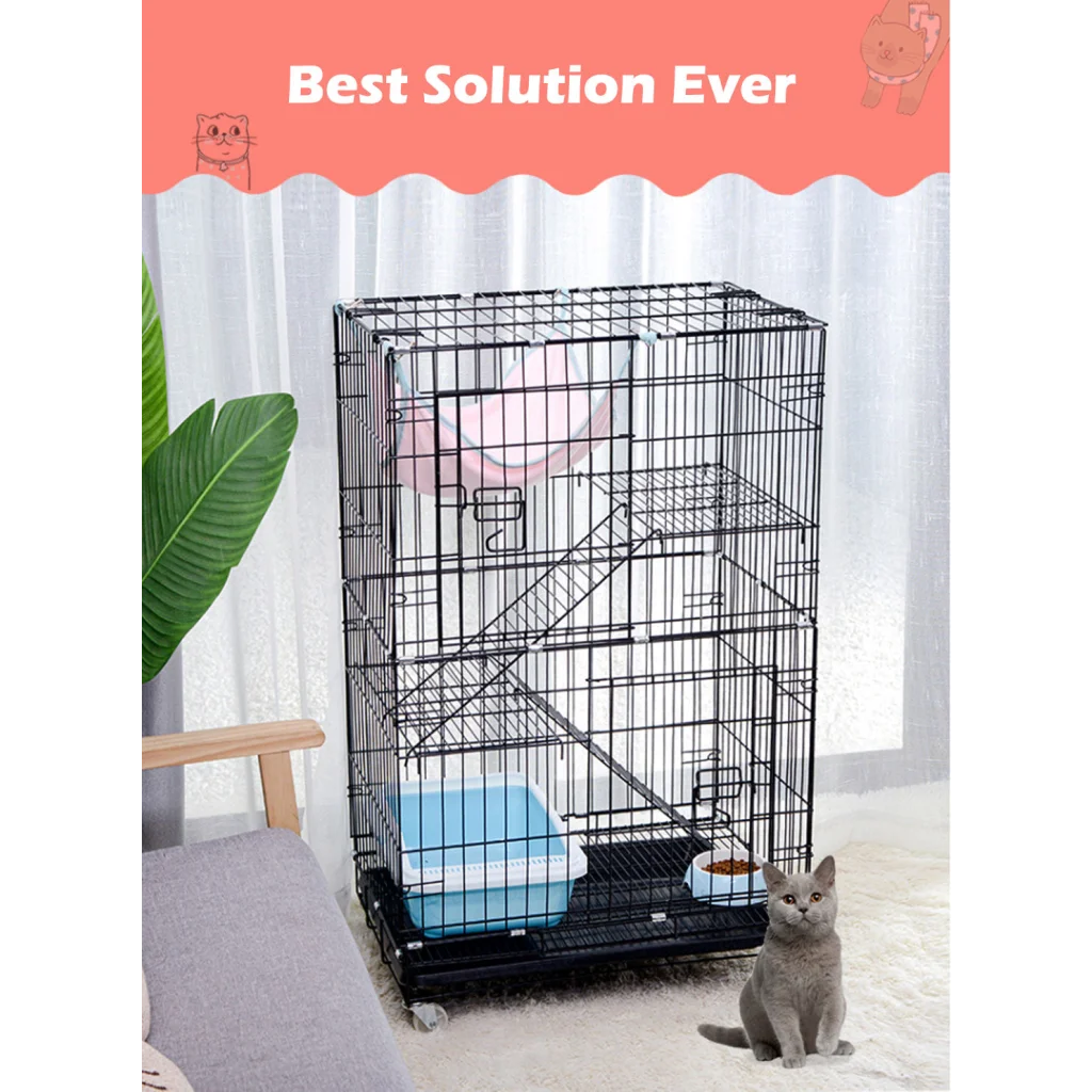 3 Level Rabbit Bird Cage Ferret Parrot Aviary Cat Rat