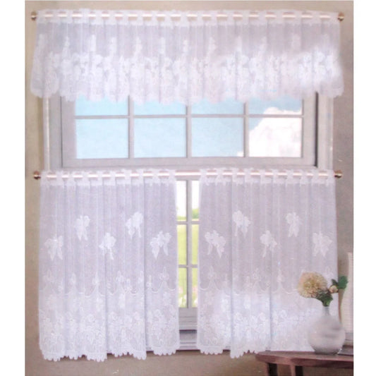 3 Pce Cafe Flora Lace Curtain Set - Home & Garden >