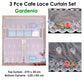 3 Pce Cafe Gardenia Lace Curtain Set - Home & Garden >