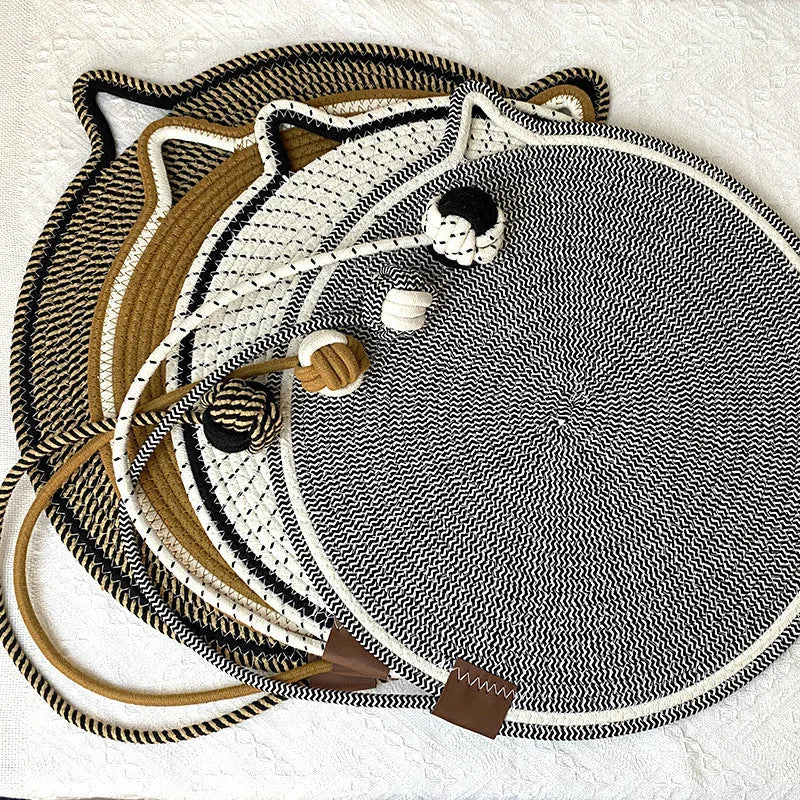 3 Pcs Blue Durable Cat Scratching Mat with Attached Toy