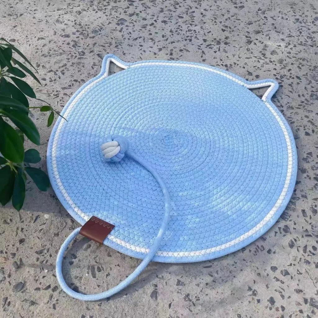 3 Pcs Blue Durable Cat Scratching Mat with Attached Toy