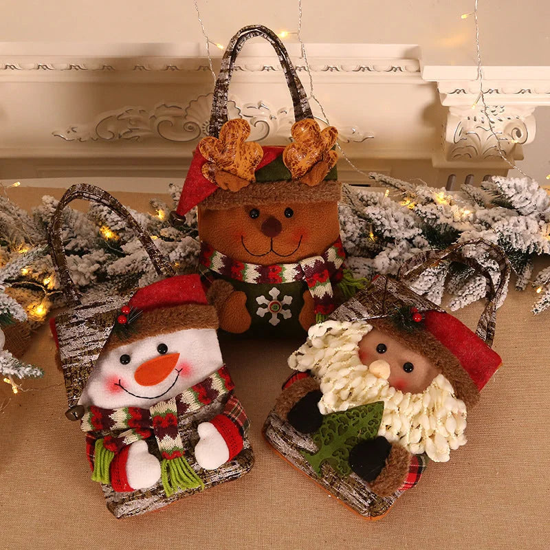 3 PCS Christmas Gift Bags - Santa Snowman and Reindeer