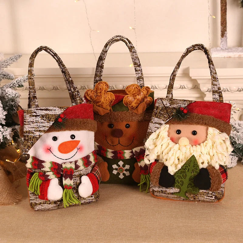3 PCS Christmas Gift Bags - Santa Snowman and Reindeer