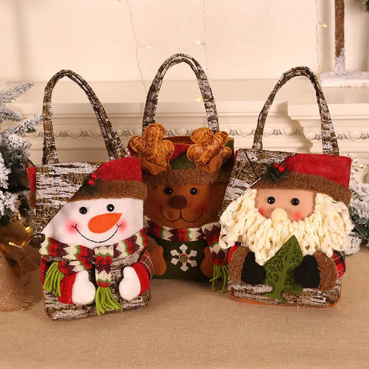 3 PCS Christmas Gift Bags - Santa Snowman and Reindeer