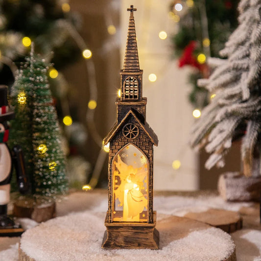 3-pcs Church Angel Vintage Christmas Church LED Lantern