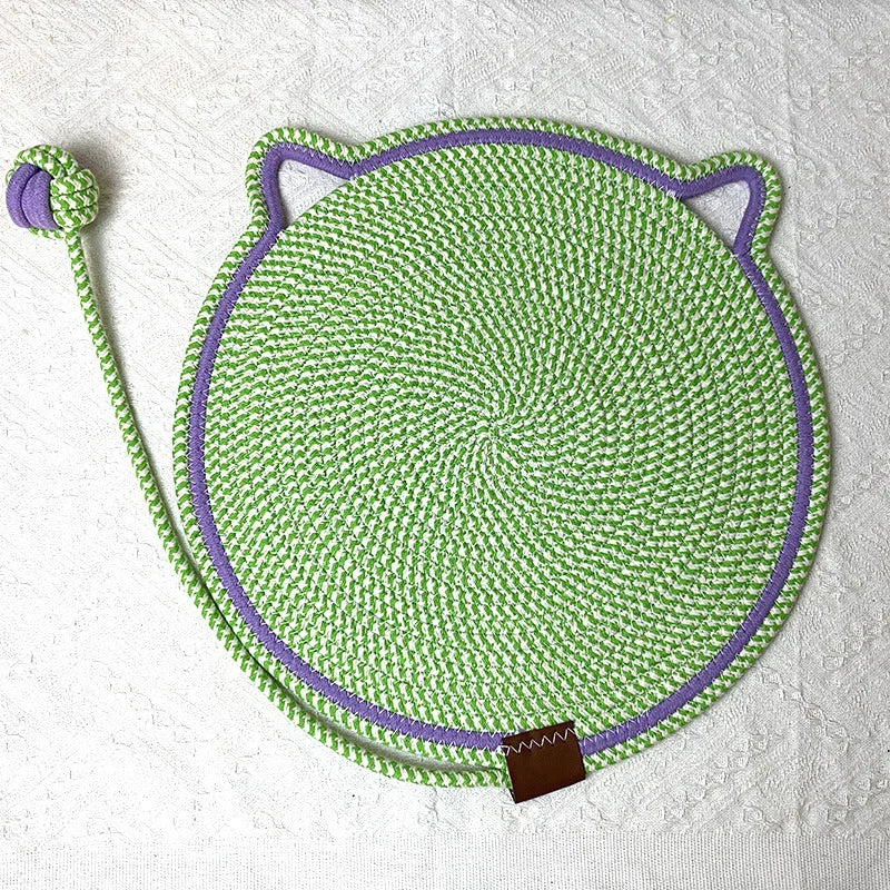 3 Pcs Green Durable Cat Scratching Mat with Attached Toy
