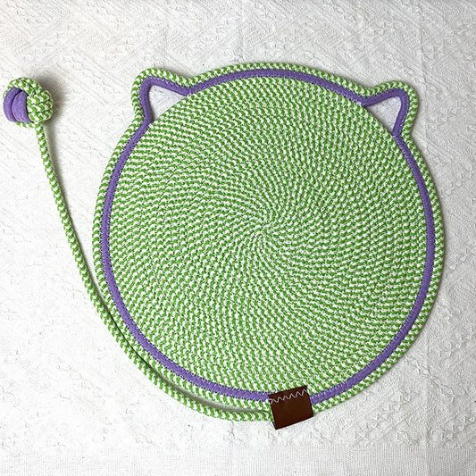 3 Pcs Green Durable Cat Scratching Mat with Attached Toy