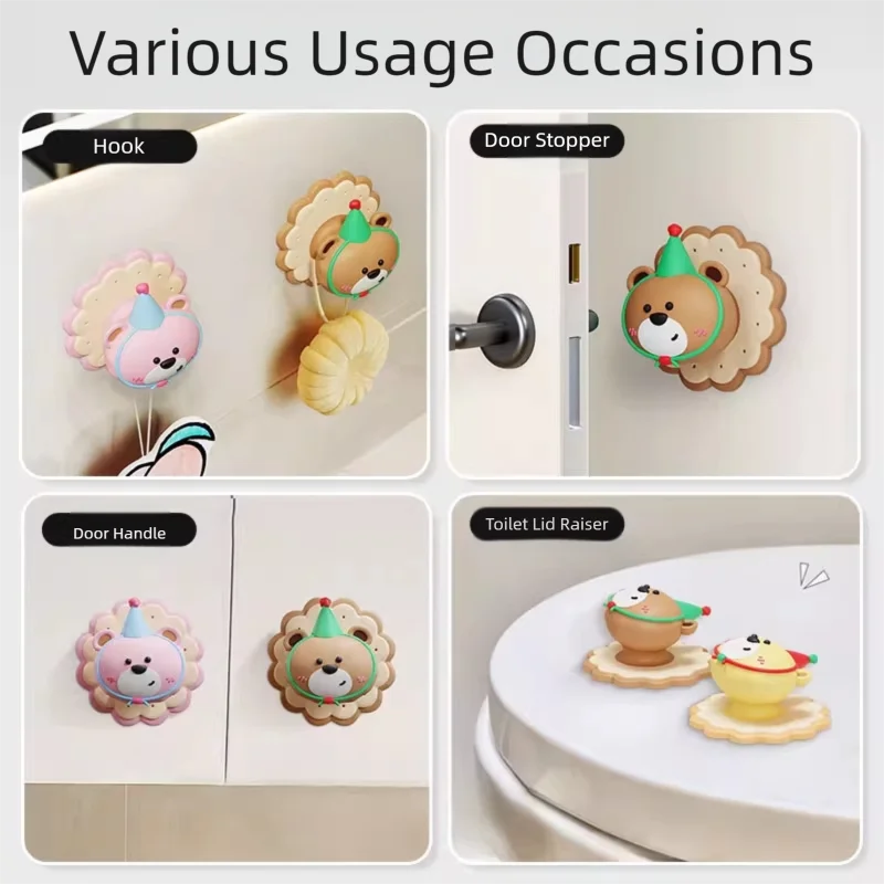 3 Pcs (Pink + Brown + Yellow) Adorable Bear Wall Protector