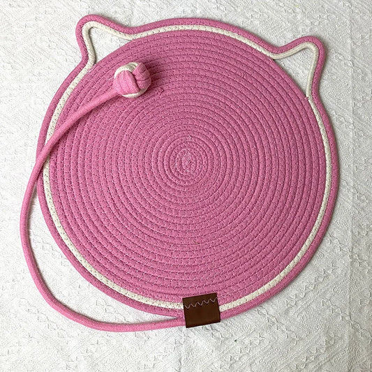3 Pcs Pink Durable Cat Scratching Mat with Attached Toy