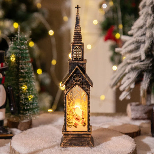 3-pcs Santa Claus Vintage Christmas Church LED Lantern