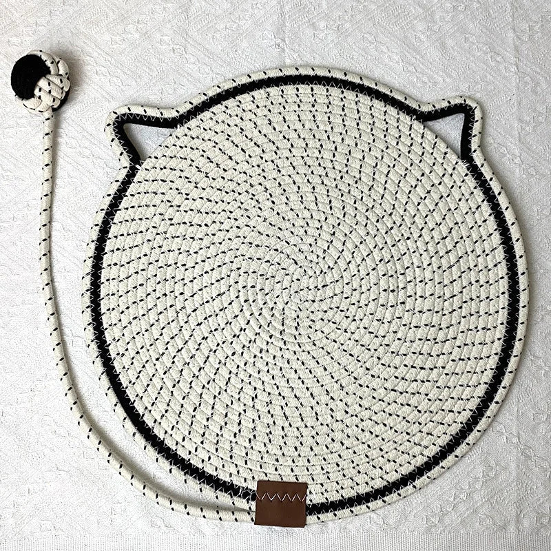 3 Pcs White Durable Cat Scratching Mat with Attached Toy